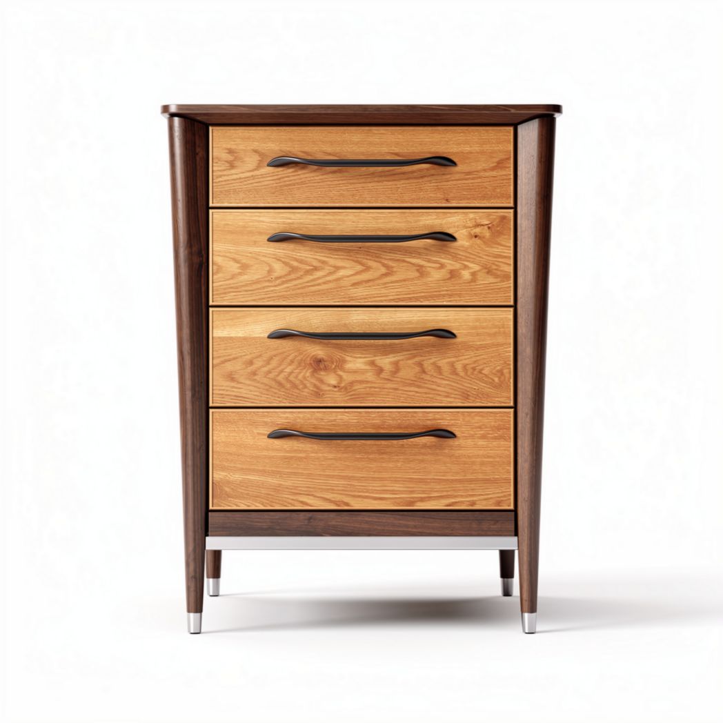 Houten ladekast met vier lades in bruin en zwart 60 x 40 x 80cm