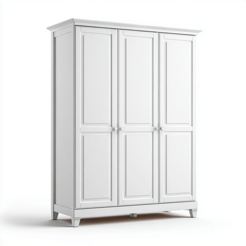 Kast in licht eikenhout met drie deuren en metalen poten 120 x 60 x 180cm