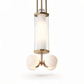 Hanglamp van glas en metaal met drie sfeervolle bollen en een hoogte van 60 cm