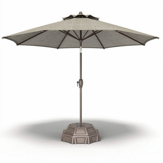 Parasol met een diameter van 300 cm en een stevige kunststof voet in beige