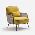 Stoere fauteuil met stoffen bekleding en lederen kussens 80 x 80 x 85cm