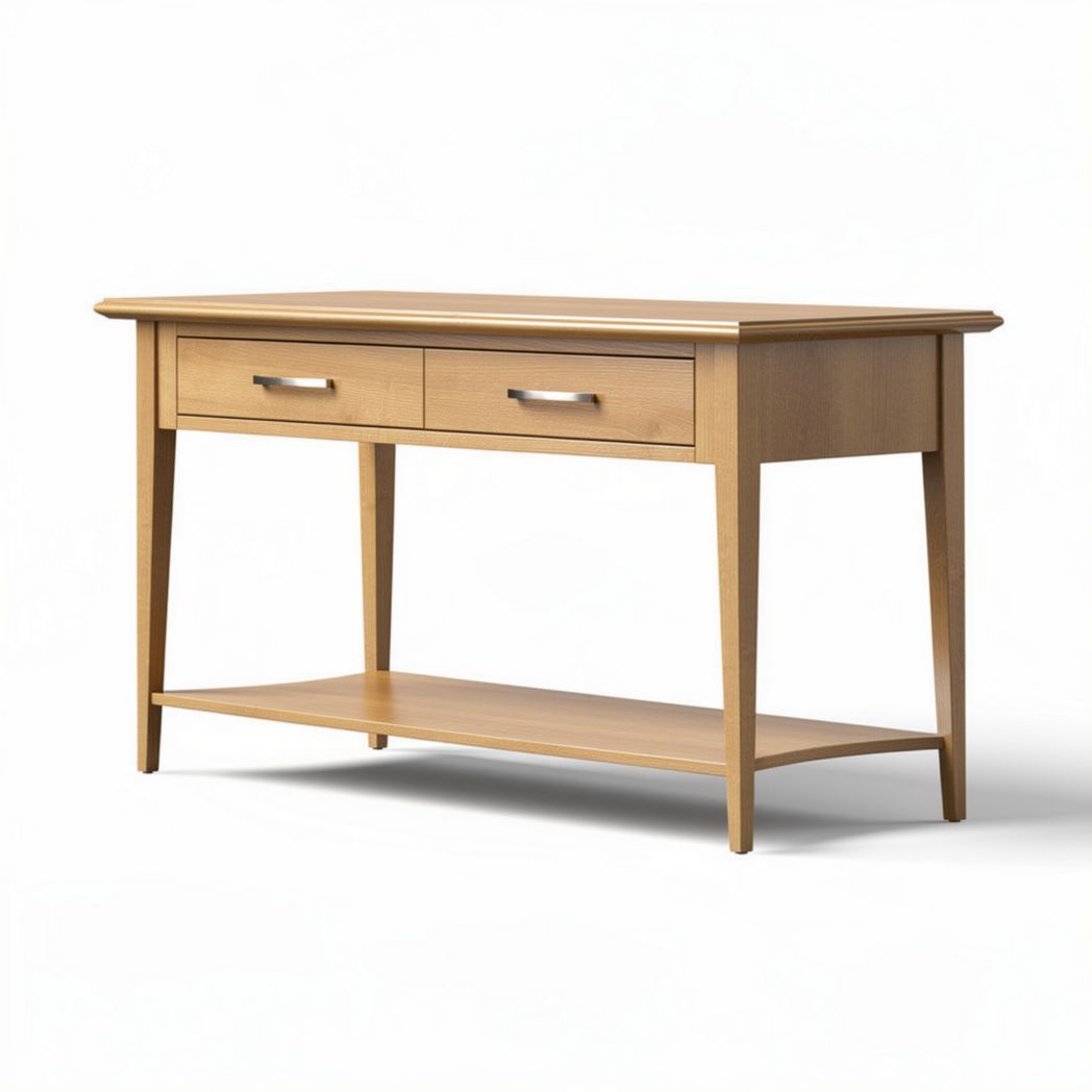 Houten bureau met 2 lades en open opbergruimte 80 x 40 x 75cm